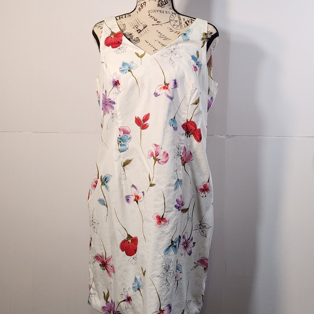 Petite Sophisticate Floral Midi Dress - Red, Pink, Purple on Cream